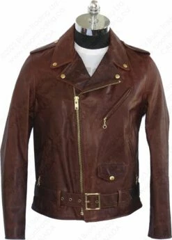 Schott NYC Hand Oiled Lightweight Naked Perfecto® Motorcycle Jacket With Plaid Cotton Lining - Brown STYLE: 619