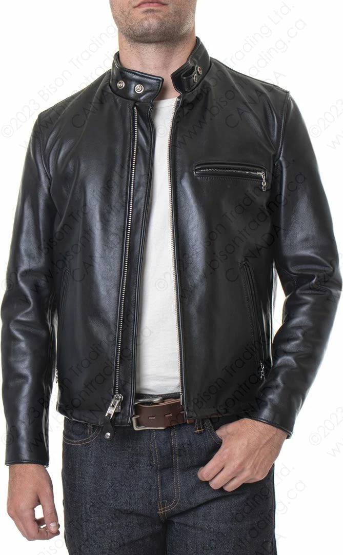 Schott NYC Classic Schott Racer Black Leather Motorcycle Jacket In Horsehide STYLE: 641HH 22 Schott NYC Classic Schott Racer Black Leather Motorcycle Jacket In Horsehide STYLE: 641HH - Image 20