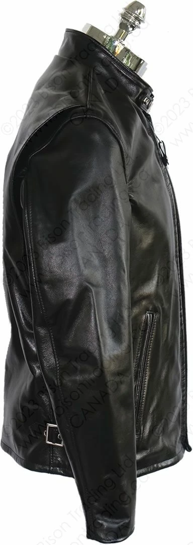 Schott NYC Classic Schott Racer Black Leather Motorcycle Jacket In Horsehide STYLE: 641HH 6 Schott NYC Classic Schott Racer Black Leather Motorcycle Jacket In Horsehide STYLE: 641HH - Image 4
