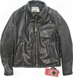 Schott NYC Men's Classic Horsehide Black Racer Motorcycle Leather Jacket With Spread Collar STYLE: 689H 33 Schott NYC Men's Classic Horsehide Black Racer Motorcycle Leather Jacket With Spread Collar STYLE: 689H -Bison Trading Shop schott 689h 38 21
