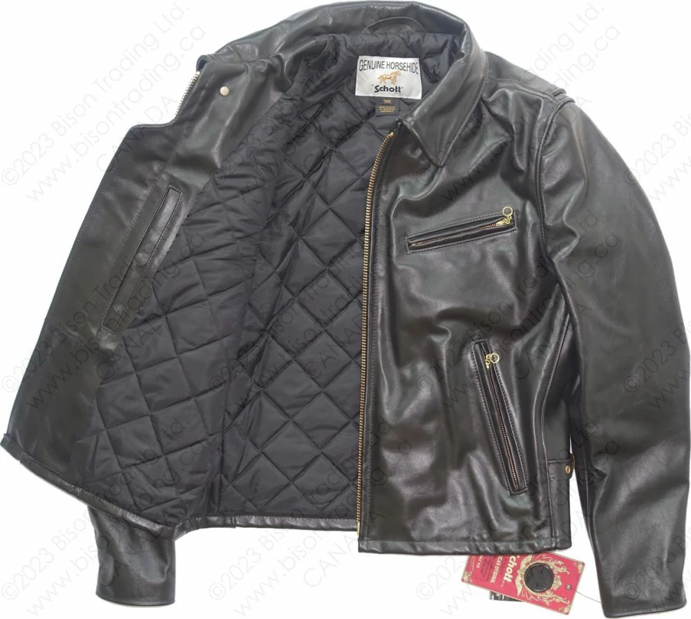 Schott NYC Men's Classic Horsehide Black Racer Motorcycle Leather Jacket With Spread Collar STYLE: 689H 17 Schott NYC Men's Classic Horsehide Black Racer Motorcycle Leather Jacket With Spread Collar STYLE: 689H - Image 15