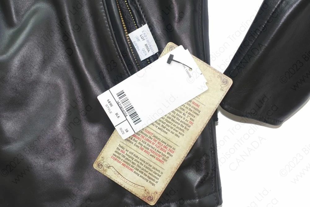 Schott NYC Men's Classic Horsehide Black Racer Motorcycle Leather Jacket With Spread Collar STYLE: 689H 19 Schott NYC Men's Classic Horsehide Black Racer Motorcycle Leather Jacket With Spread Collar STYLE: 689H - Image 17