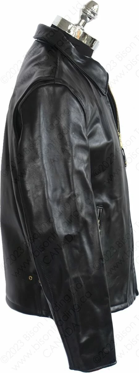 Schott NYC Men's Classic Horsehide Black Racer Motorcycle Leather Jacket With Spread Collar STYLE: 689H 6 Schott NYC Men's Classic Horsehide Black Racer Motorcycle Leather Jacket With Spread Collar STYLE: 689H - Image 4