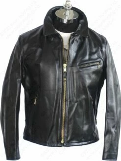 Schott NYC Men's Classic Horsehide Black Racer Motorcycle Leather Jacket With Spread Collar STYLE: 689H 26 Schott NYC Men's Classic Horsehide Black Racer Motorcycle Leather Jacket With Spread Collar STYLE: 689H -Bison Trading Shop schott 689h 40 15