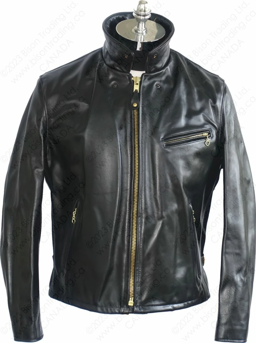 Schott NYC Men's Classic Horsehide Black Racer Motorcycle Leather Jacket With Spread Collar STYLE: 689H 8 Schott NYC Men's Classic Horsehide Black Racer Motorcycle Leather Jacket With Spread Collar STYLE: 689H - Image 6