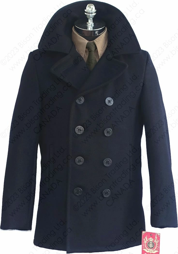 Schott NYC Classic Melton Wool Navy Pea Coat STYLE: 740 19 Schott NYC Classic Melton Wool Navy Pea Coat STYLE: 740 - Image 17
