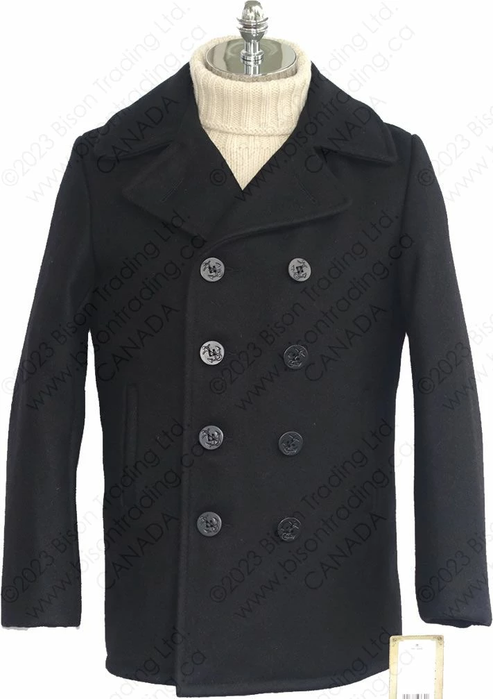 Schott NYC Classic Melton Wool Navy Pea Coat STYLE: 740 10 Schott NYC Classic Melton Wool Navy Pea Coat STYLE: 740 - Image 8