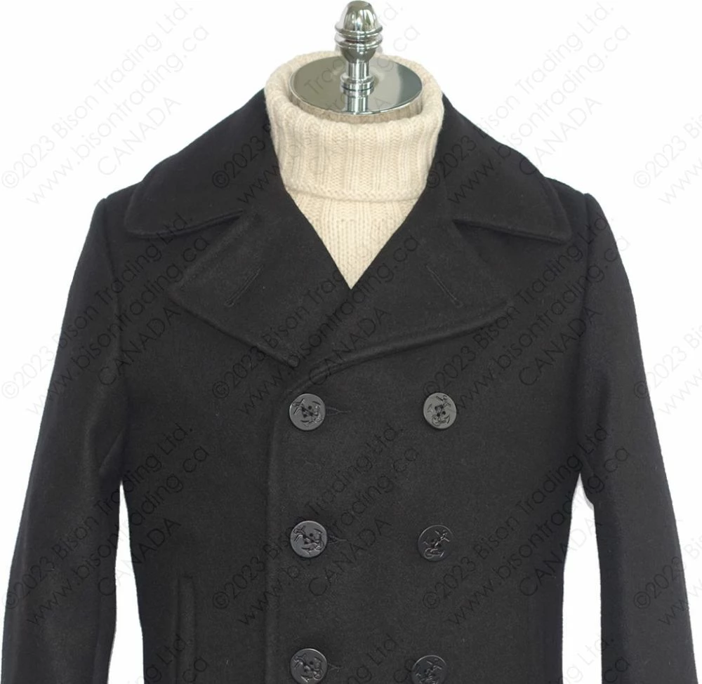 Schott NYC Classic Melton Wool Navy Pea Coat STYLE: 740 14 Schott NYC Classic Melton Wool Navy Pea Coat STYLE: 740 - Image 12