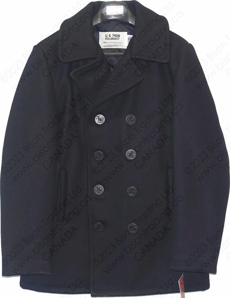 Schott NYC Classic Melton Wool Navy Pea Coat STYLE: 740 21 Schott NYC Classic Melton Wool Navy Pea Coat STYLE: 740 - Image 19