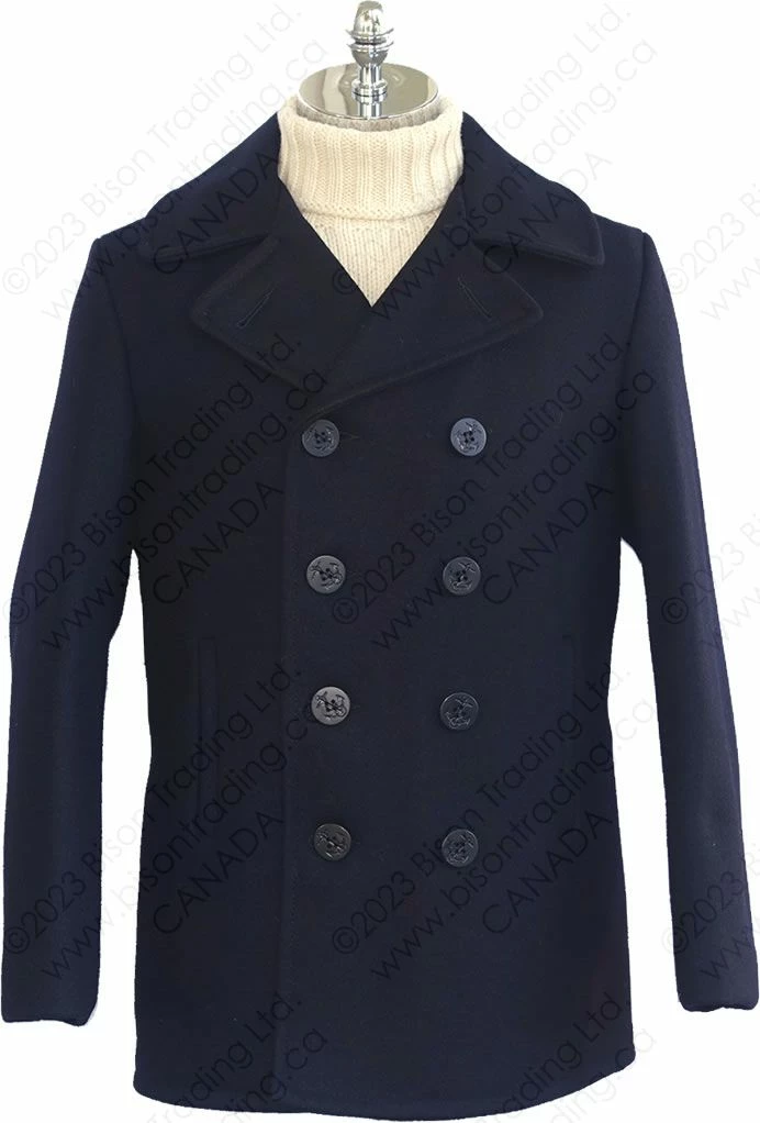 Schott NYC Classic Melton Wool Navy Pea Coat STYLE: 740 3 Schott NYC Classic Melton Wool Navy Pea Coat STYLE: 740