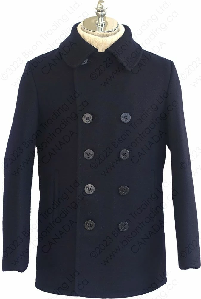 Schott NYC Classic Melton Wool Navy Pea Coat STYLE: 740 8 Schott NYC Classic Melton Wool Navy Pea Coat STYLE: 740 - Image 6