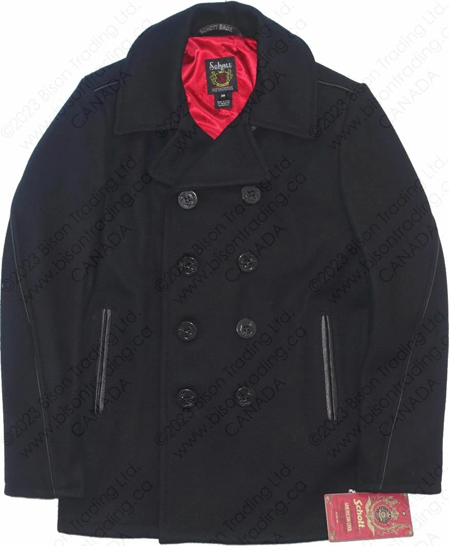 Schott NYC Leather Trim Peacoat (Slim Fit) STYLE: 740C 18 Schott NYC Leather Trim Peacoat (Slim Fit) STYLE: 740C - Image 16
