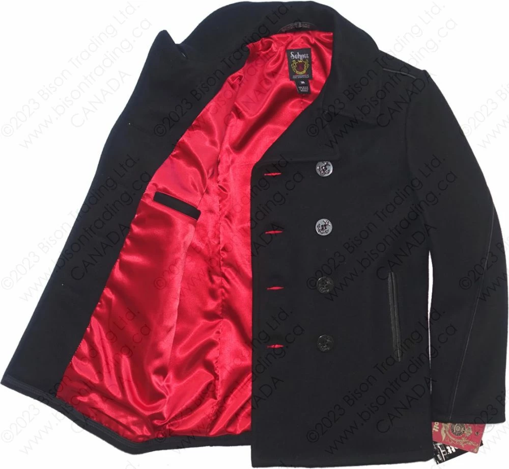 Schott NYC Leather Trim Peacoat (Slim Fit) STYLE: 740C 21 Schott NYC Leather Trim Peacoat (Slim Fit) STYLE: 740C - Image 19