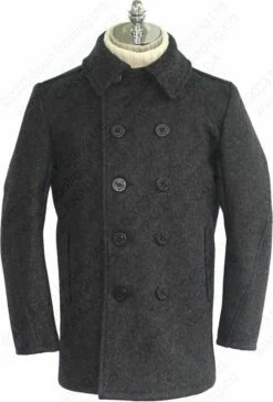 Schott NYC Leather Trim Peacoat (Slim Fit) STYLE: 740C 36 Schott NYC Leather Trim Peacoat (Slim Fit) STYLE: 740C -Bison Trading Shop schott 740c dox 42 17 1
