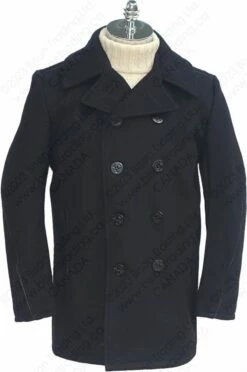 Schott NYC Leather Trim Peacoat (Slim Fit) STYLE: 740C