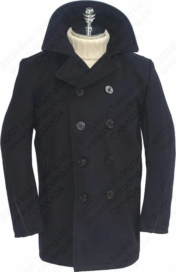 Schott NYC Leather Trim Peacoat (Slim Fit) STYLE: 740C 7 Schott NYC Leather Trim Peacoat (Slim Fit) STYLE: 740C - Image 5