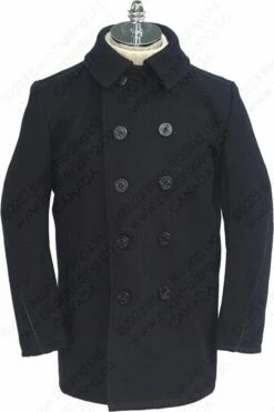 Schott NYC Leather Trim Peacoat (Slim Fit) STYLE: 740C 28 Schott NYC Leather Trim Peacoat (Slim Fit) STYLE: 740C -Bison Trading Shop schott 740c navy 44 2nd 17