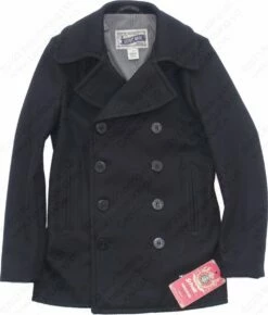 Schott NYC 24 Oz. Slim Fit Fashion Pea Coat STYLE: 751 35 Schott NYC 24 Oz. Slim Fit Fashion Pea Coat STYLE: 751 -Bison Trading Shop schott 751 s 21