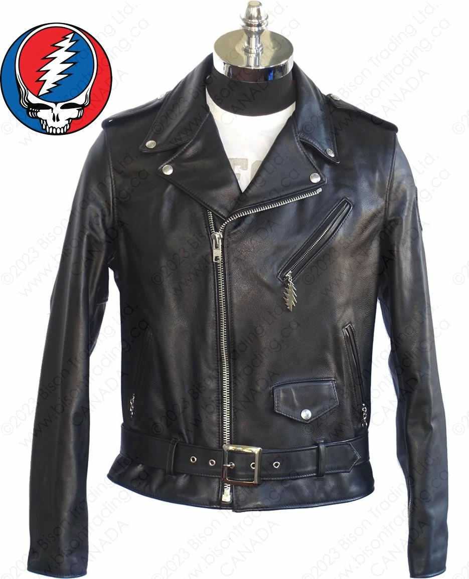 Schott NYC X Grateful Dead Cowhide Fitted Motorcycle Jacket STYLE: GD51 3 Schott NYC X Grateful Dead Cowhide Fitted Motorcycle Jacket STYLE: GD51