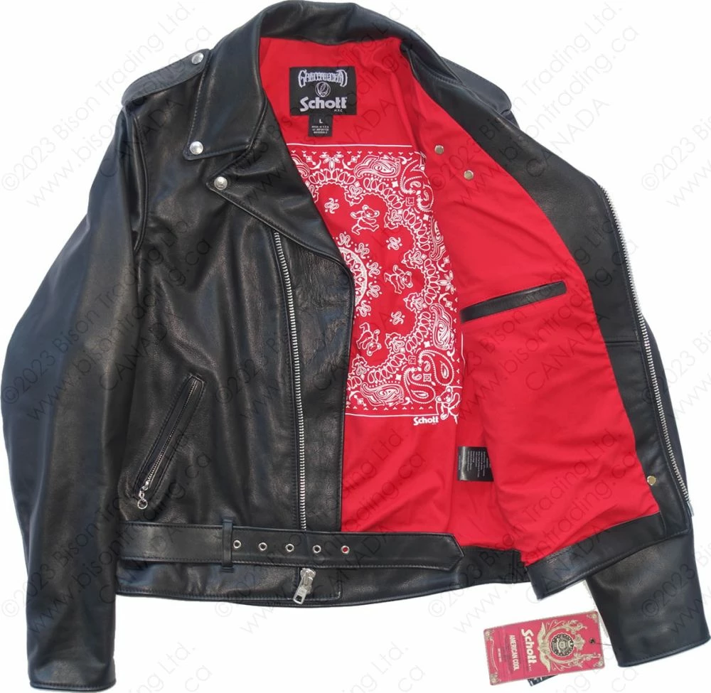 Schott NYC X Grateful Dead Cowhide Fitted Motorcycle Jacket STYLE: GD51 14 Schott NYC X Grateful Dead Cowhide Fitted Motorcycle Jacket STYLE: GD51 - Image 12