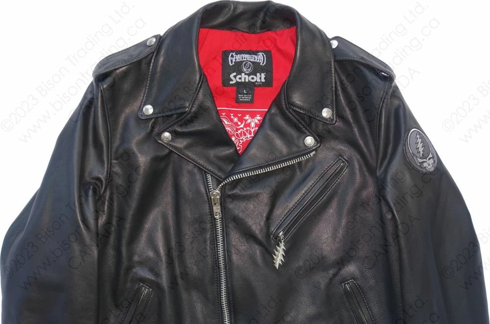 Schott NYC X Grateful Dead Cowhide Fitted Motorcycle Jacket STYLE: GD51 18 Schott NYC X Grateful Dead Cowhide Fitted Motorcycle Jacket STYLE: GD51 - Image 16