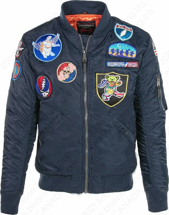 Schott NYC X Grateful Dead MA-1 Nylon Flight Jacket STYLE: GD92 Navy 19 Schott NYC X Grateful Dead MA-1 Nylon Flight Jacket STYLE: GD92 Navy - Image 17