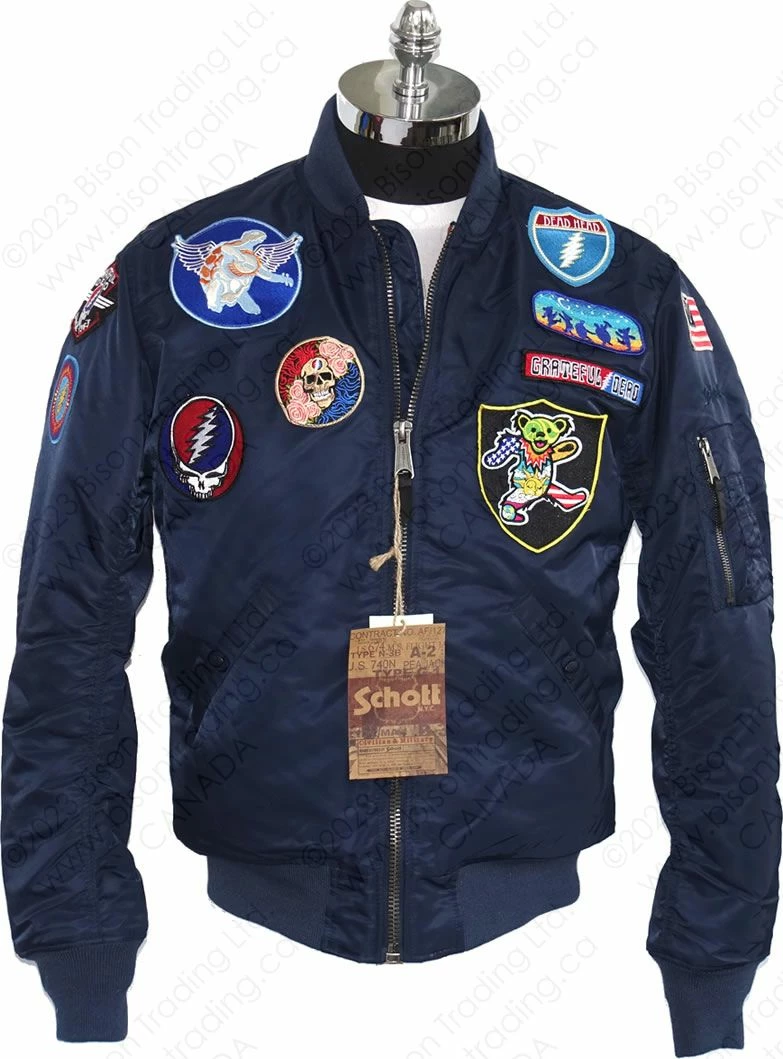 Schott NYC X Grateful Dead MA-1 Nylon Flight Jacket STYLE: GD92 Navy 7 Schott NYC X Grateful Dead MA-1 Nylon Flight Jacket STYLE: GD92 Navy - Image 5