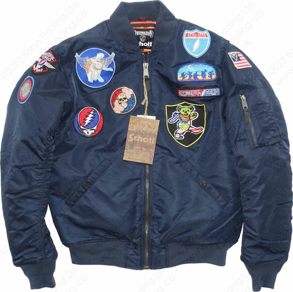 Schott NYC X Grateful Dead MA-1 Nylon Flight Jacket STYLE: GD92 Navy 10 Schott NYC X Grateful Dead MA-1 Nylon Flight Jacket STYLE: GD92 Navy - Image 8