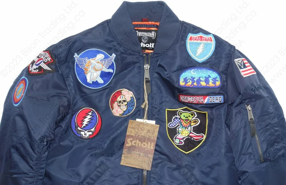 Schott NYC X Grateful Dead MA-1 Nylon Flight Jacket STYLE: GD92 Navy 15 Schott NYC X Grateful Dead MA-1 Nylon Flight Jacket STYLE: GD92 Navy - Image 13