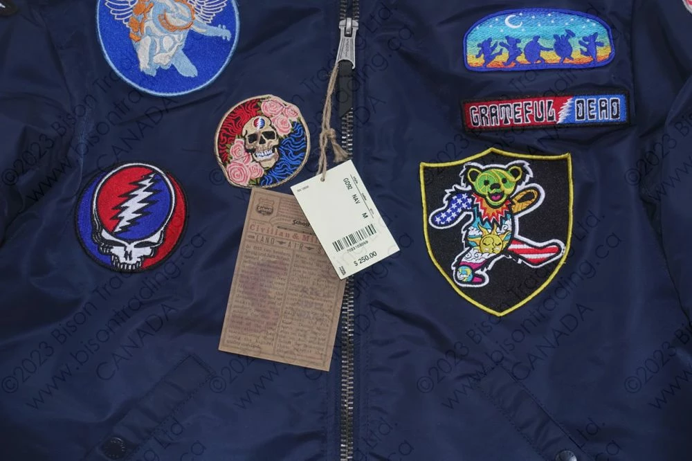 Schott NYC X Grateful Dead MA-1 Nylon Flight Jacket STYLE: GD92 Navy 16 Schott NYC X Grateful Dead MA-1 Nylon Flight Jacket STYLE: GD92 Navy - Image 14