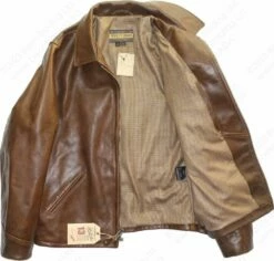 Schott NYC Horween Steerhide Sunset Back Delivery Jacket STYLE: P663 30 Schott NYC Horween Steerhide Sunset Back Delivery Jacket STYLE: P663 -Bison Trading Shop schott p663 brown xl 15