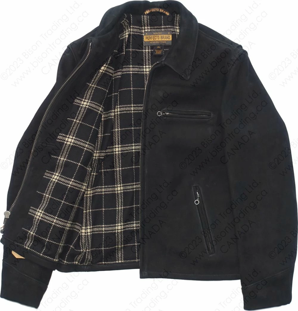 Schott NYC Storm - Heavyweight Oiled Nubuck Leather Delivery Jacket STYLE: P673 Black 14 Schott NYC Storm - Heavyweight Oiled Nubuck Leather Delivery Jacket STYLE: P673 Black - Image 12