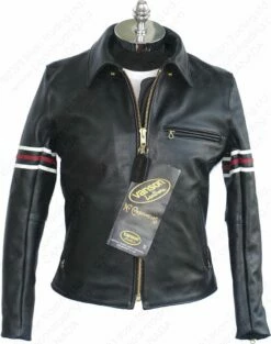 VANSON LEATHERS OXFORD JACKET W/SLV STRIPES Model 9D BLK
