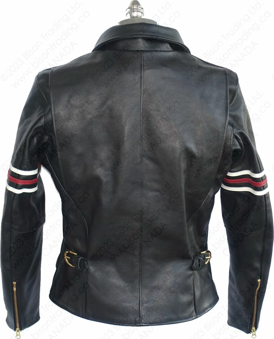 VANSON LEATHERS OXFORD JACKET W/SLV STRIPES Model 9D BLK 5 VANSON LEATHERS OXFORD JACKET W/SLV STRIPES Model 9D BLK - Image 3