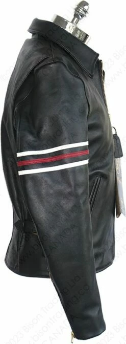 VANSON LEATHERS OXFORD JACKET W/SLV STRIPES Model 9D BLK 25 VANSON LEATHERS OXFORD JACKET W/SLV STRIPES Model 9D BLK -Bison Trading Shop vanson 9d strips 40 14