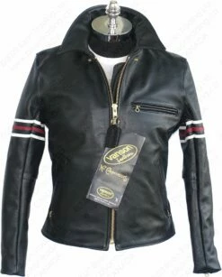 VANSON LEATHERS OXFORD JACKET W/SLV STRIPES Model 9D BLK 26 VANSON LEATHERS OXFORD JACKET W/SLV STRIPES Model 9D BLK -Bison Trading Shop vanson 9d strips 40 15