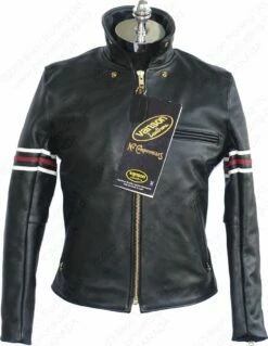 VANSON LEATHERS OXFORD JACKET W/SLV STRIPES Model 9D BLK 27 VANSON LEATHERS OXFORD JACKET W/SLV STRIPES Model 9D BLK -Bison Trading Shop vanson 9d strips 40 16