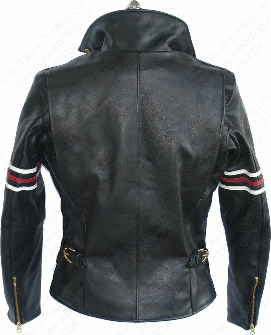 VANSON LEATHERS OXFORD JACKET W/SLV STRIPES Model 9D BLK 11 VANSON LEATHERS OXFORD JACKET W/SLV STRIPES Model 9D BLK - Image 9