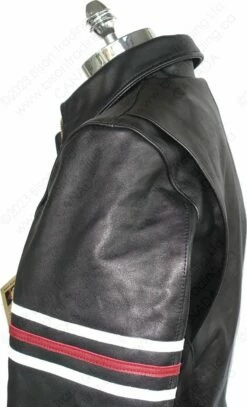 VANSON LEATHERS OXFORD JACKET W/SLV STRIPES Model 9D BLK 31 VANSON LEATHERS OXFORD JACKET W/SLV STRIPES Model 9D BLK -Bison Trading Shop vanson 9d strips 40 20