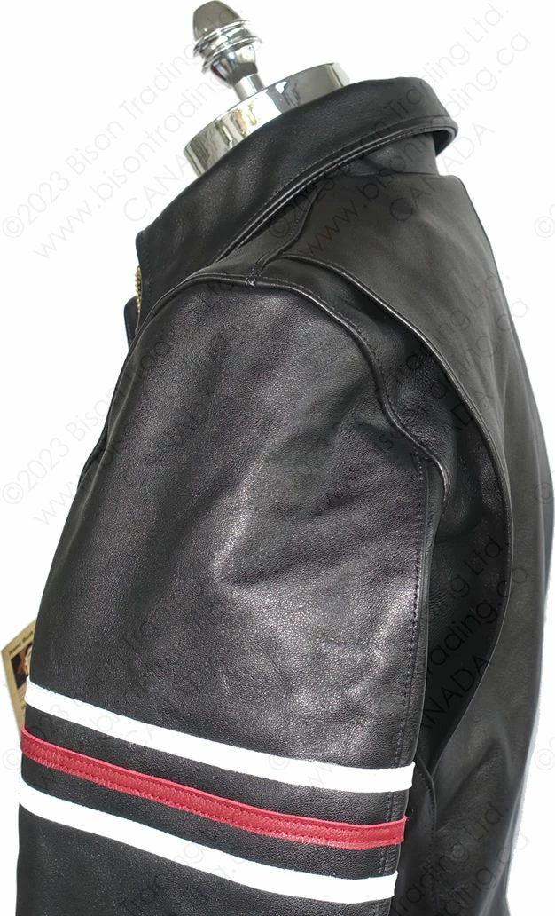 VANSON LEATHERS OXFORD JACKET W/SLV STRIPES Model 9D BLK 12 VANSON LEATHERS OXFORD JACKET W/SLV STRIPES Model 9D BLK - Image 10