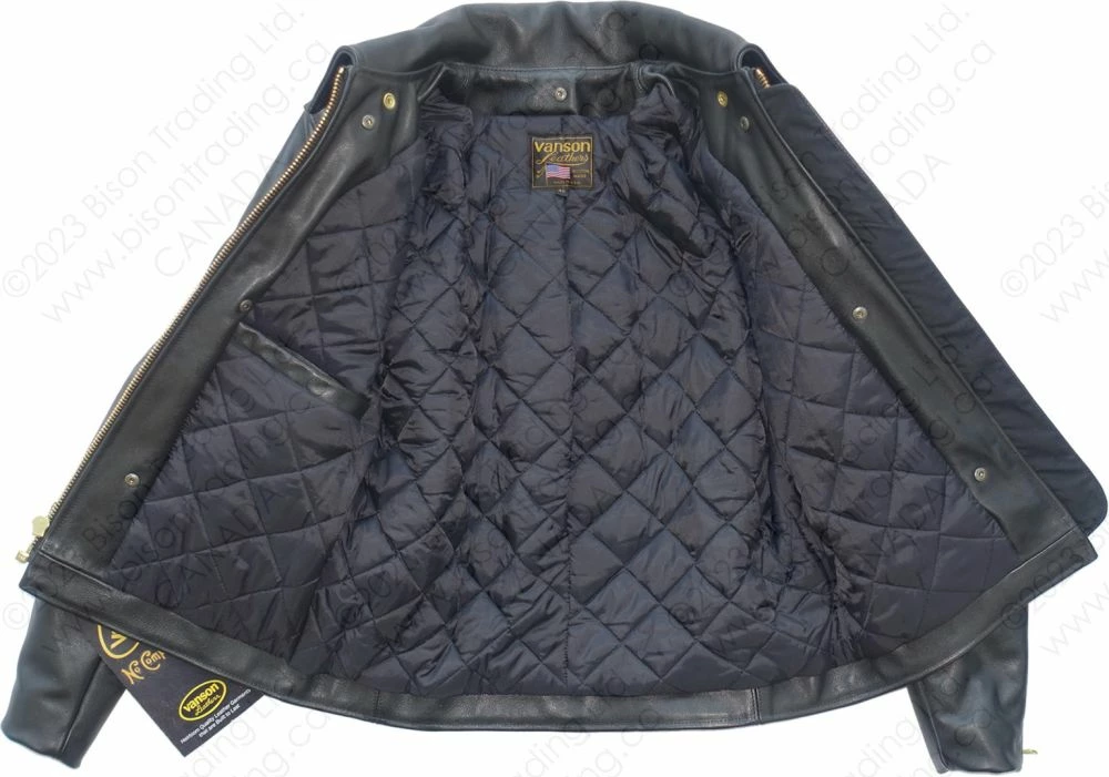 VANSON LEATHERS OXFORD JACKET W/SLV STRIPES Model 9D BLK 15 VANSON LEATHERS OXFORD JACKET W/SLV STRIPES Model 9D BLK - Image 13