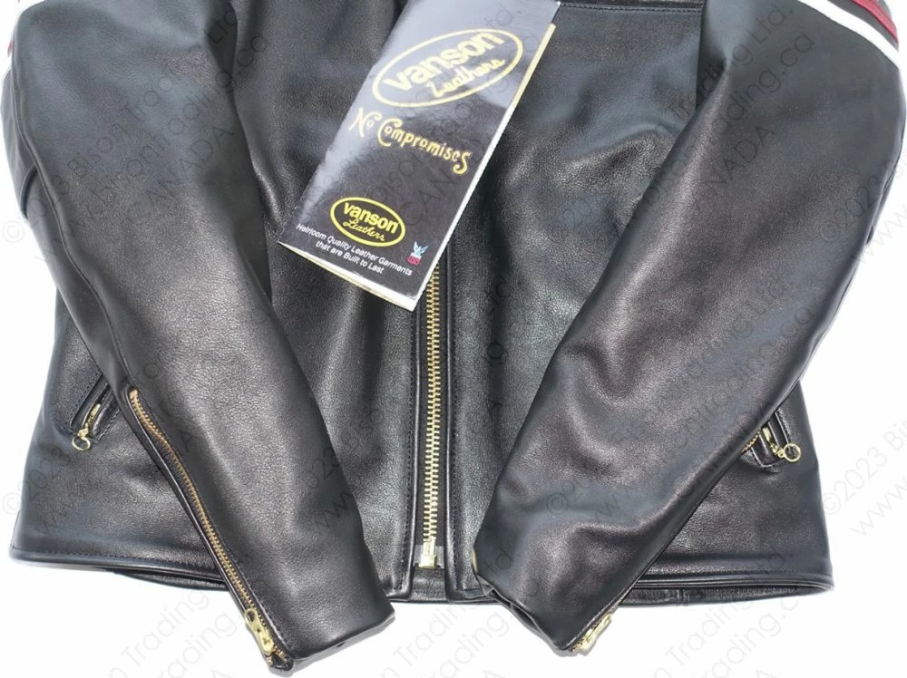 VANSON LEATHERS OXFORD JACKET W/SLV STRIPES Model 9D BLK 21 VANSON LEATHERS OXFORD JACKET W/SLV STRIPES Model 9D BLK - Image 19