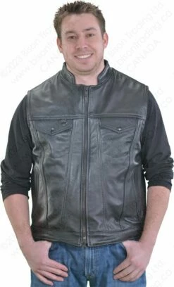 VANSON LEATHERS REVOLVER DENIM STYLE VEST Model REVR FIRE