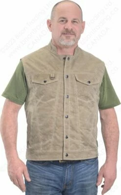 VANSON LEATHERS WAX COT. PERSUADER SNAP VEST Model REVW A250