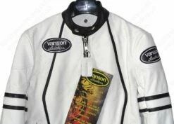 Vanson Leathers Race Jacket Special White Edition Model RJV -Bison Trading Shop vanson rjv white 38 14