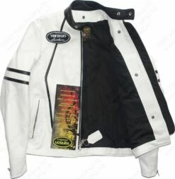 Vanson Leathers Race Jacket Special White Edition Model RJV -Bison Trading Shop vanson rjv white 38 16